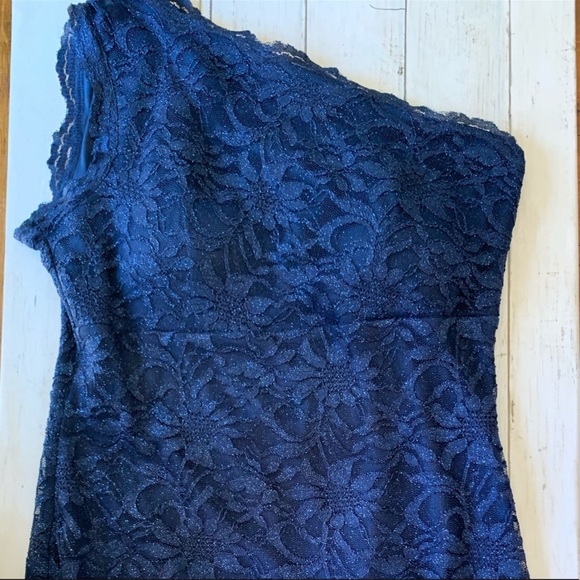 Roz &amp; Ali | Dresses | Roz Ali Navy Blue One Shoulder Dress | Poshmark